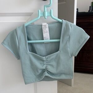 Hollister Mint Ribbed Ruched Crop Top